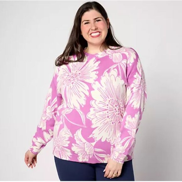 Studio Park x Leah Williams Floral Daze Sweater Purple 5X A634581 - Picture 1 of 2